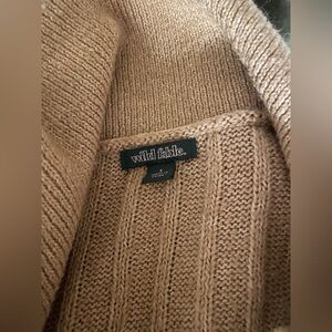 Collared Cropped Tan Knit Sweater with Buttons
